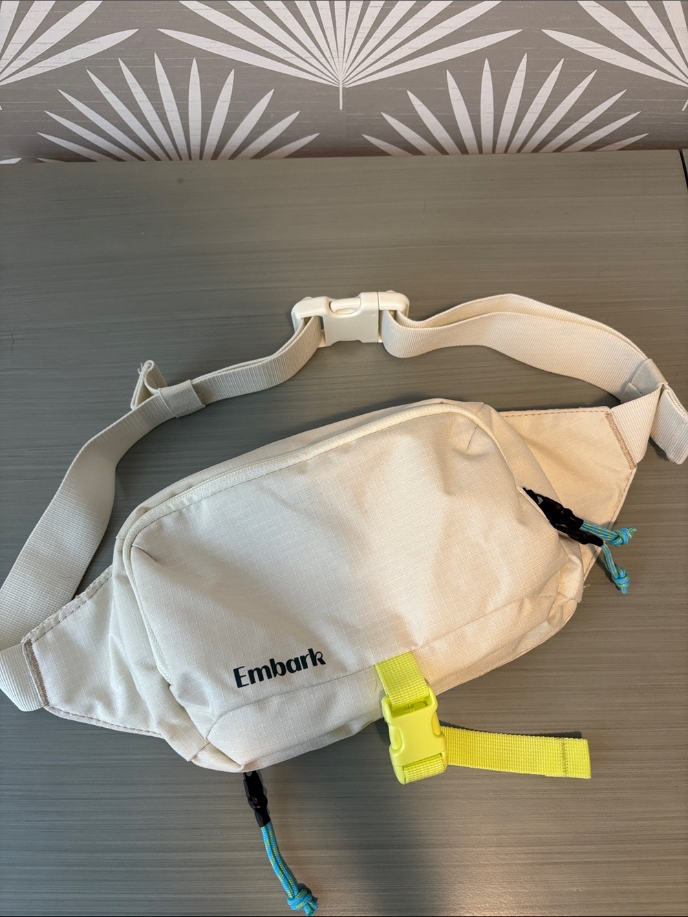 Embark Cream Crossbody Waist Bag with Neon Yellow Buckle
